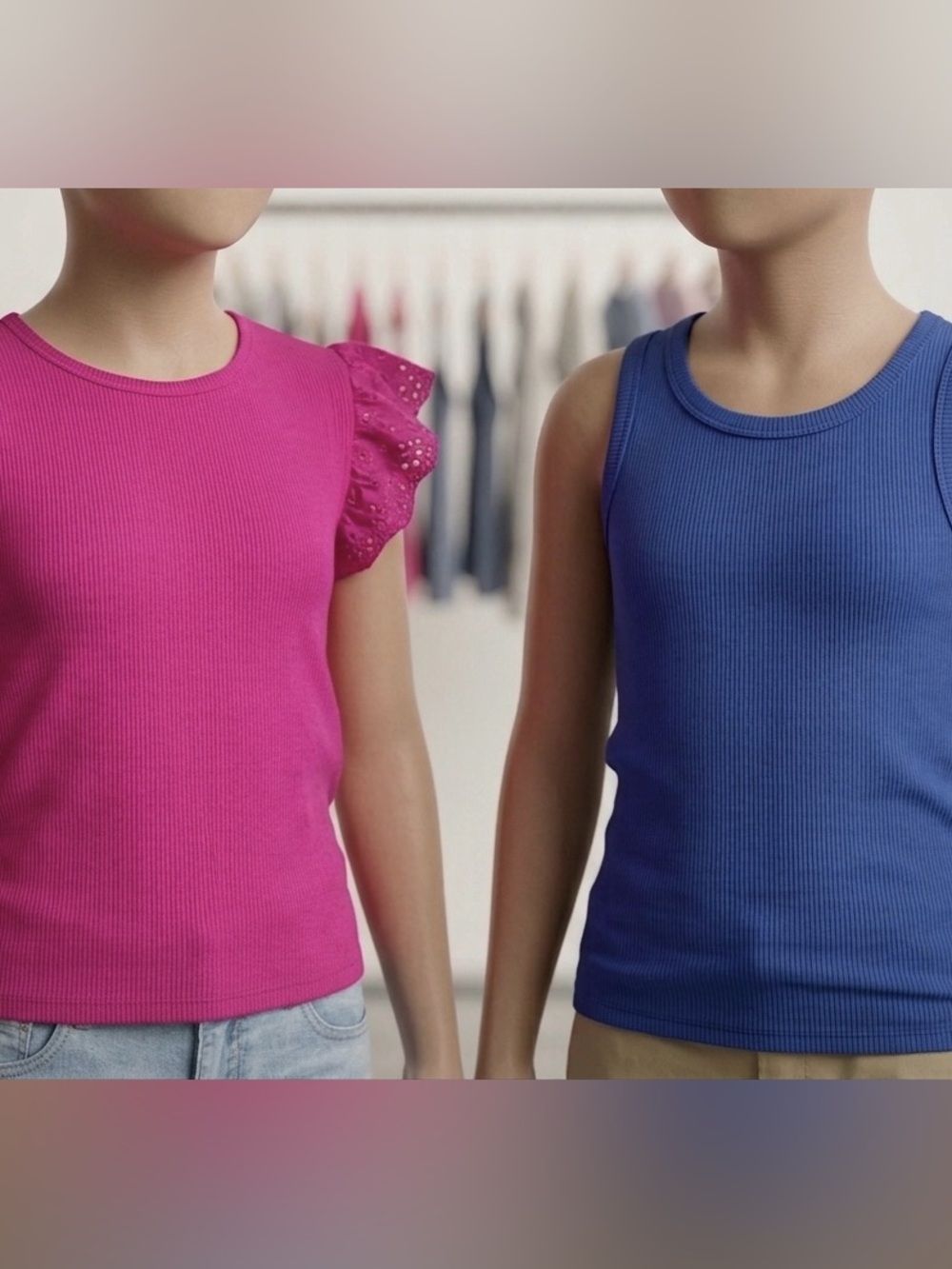 NWT GAP Kids 2 pack pink and blue tops size small 6